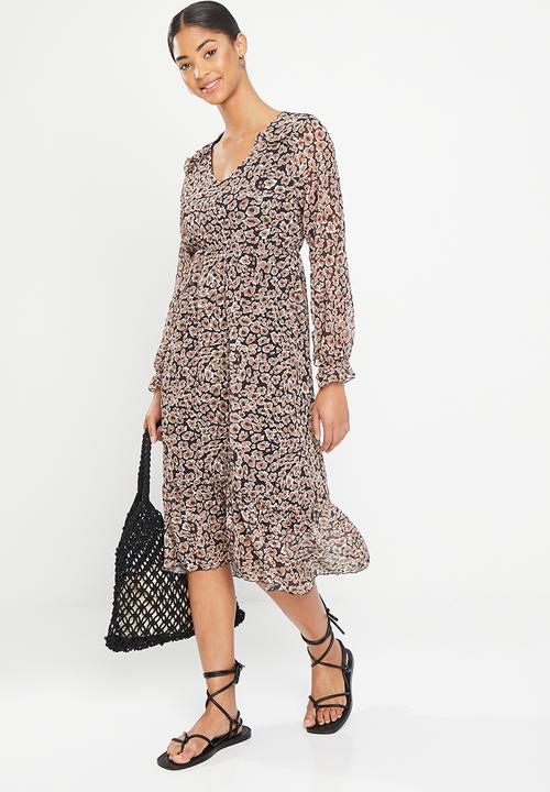 HAILYS - Midi dress - black & brown