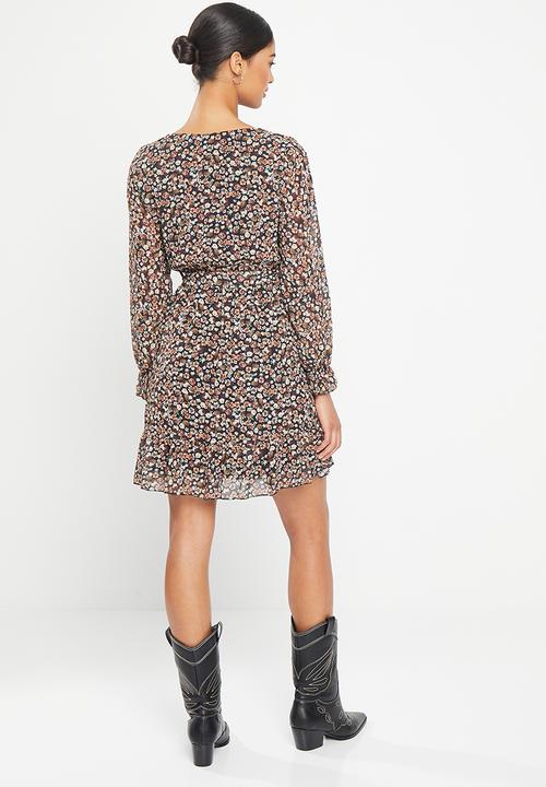HAILYS - Short dress - black & brown