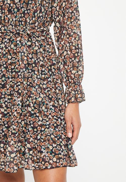HAILYS - Short dress - black & brown