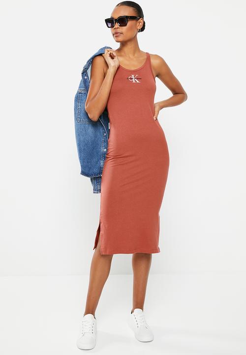 Calvin Klein - Logo strappy maxi dress - terracotta tile