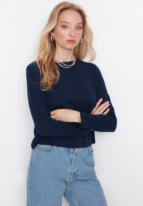 Trendyol - 2-Pack basic long sleeve T-shirt - navy/white