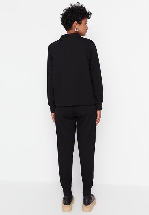 Trendyol - Polo collar slim fit tracksuit set - black