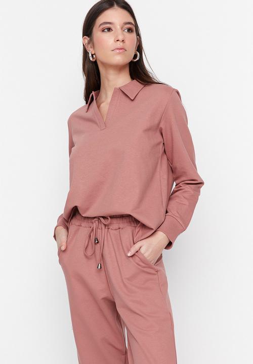 Trendyol - Polo collar slim fit tracksuit set - pink