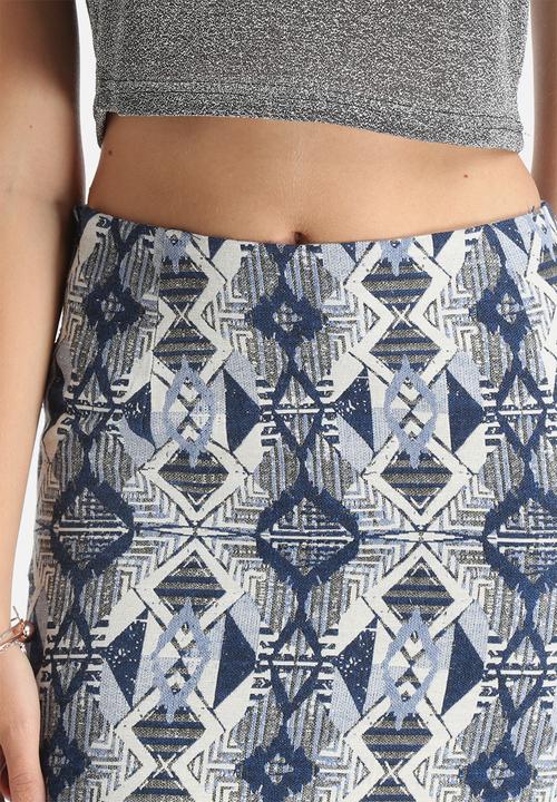Lola May - Woven Aztec Curved Hem Skirt