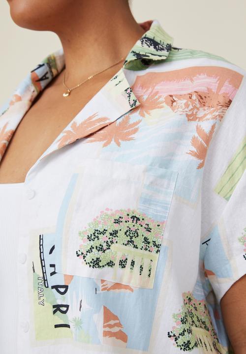 Cotton On - Curve haven short sleeve shirt - postcard print