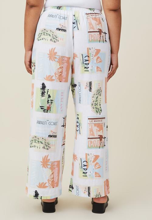 Cotton On - Curve haven wide leg pant - postcard print