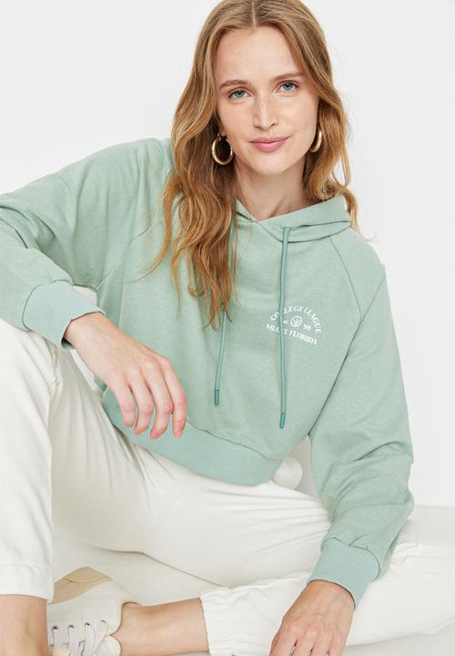 Trendyol - Crop hoodie sweatshirt - mint