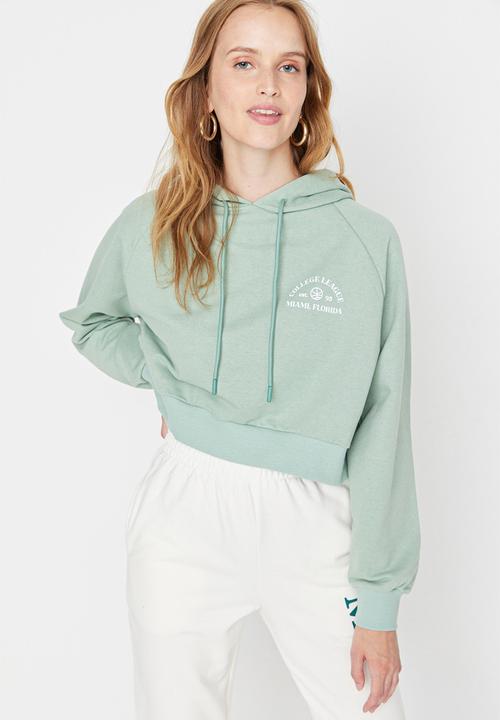 Trendyol - Crop hoodie sweatshirt - mint