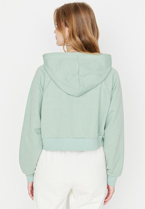 Trendyol - Crop hoodie sweatshirt - mint