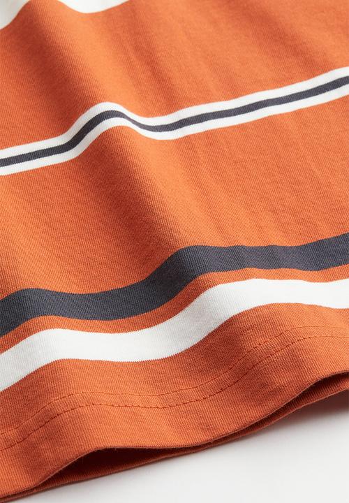 H&M - Oversized fit cotton T-shirt - orange striped 