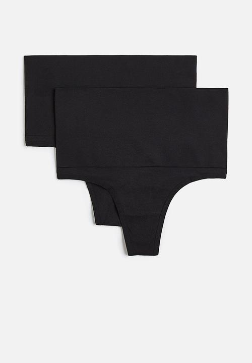 H&M - 2-Pack medium shaping thongs - black