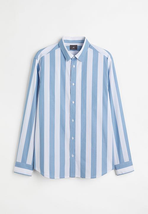 H&M - Regular fit shirt - light blue & white striped