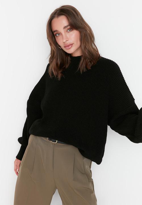 Trendyol - Oversized knit sweater vest - black