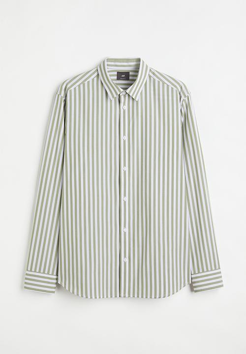 H&M - Regular fit shirt - sage green & white 