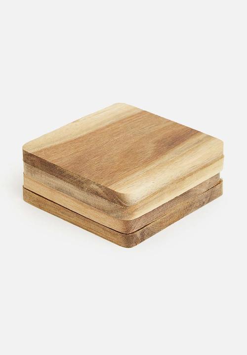 Excellent Houseware - Acacia coaster set - brown