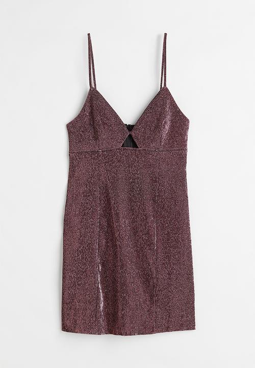 H&M - Cut-out mini dress - dark red/glittery