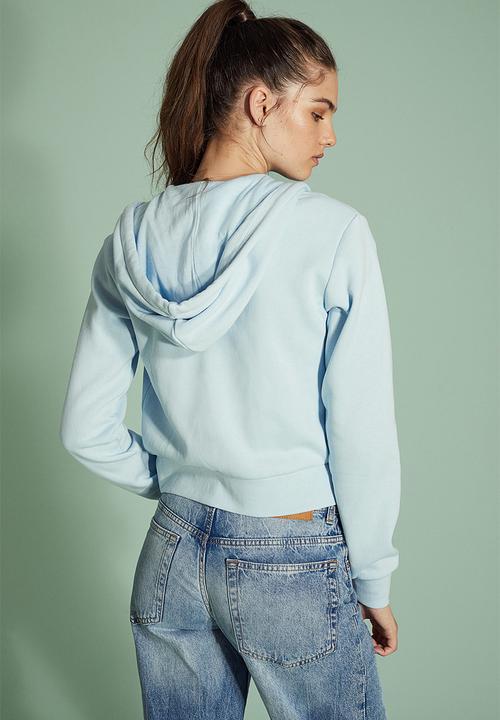 H&M - Cropped zip-through hoodie - light blue