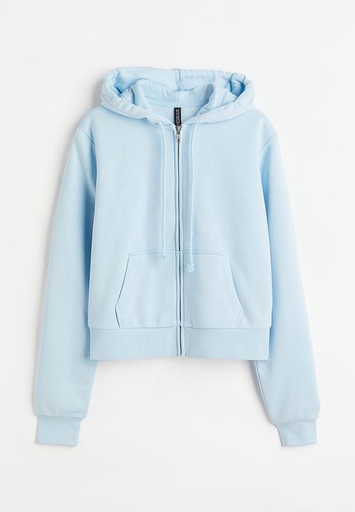 H&M - Cropped zip-through hoodie - light blue