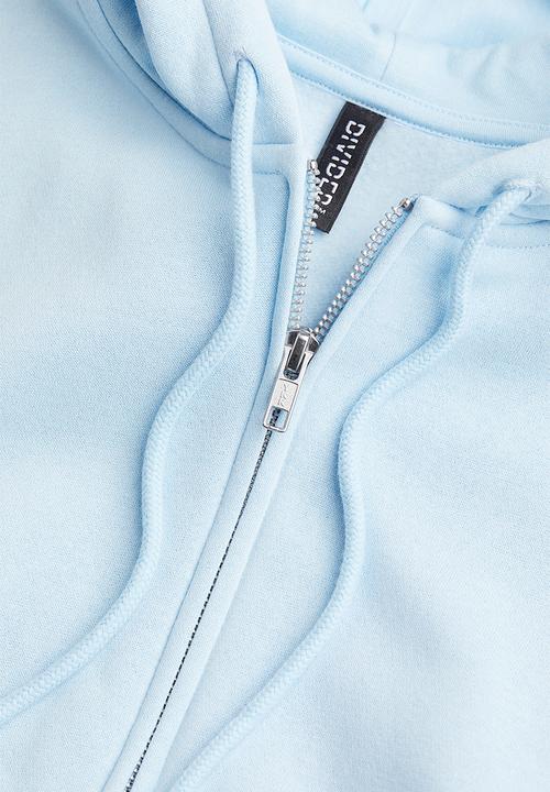 H&M - Cropped zip-through hoodie - light blue