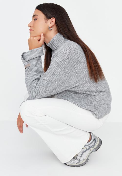 Trendyol - Sleeve detail turtleneck sweater - grey