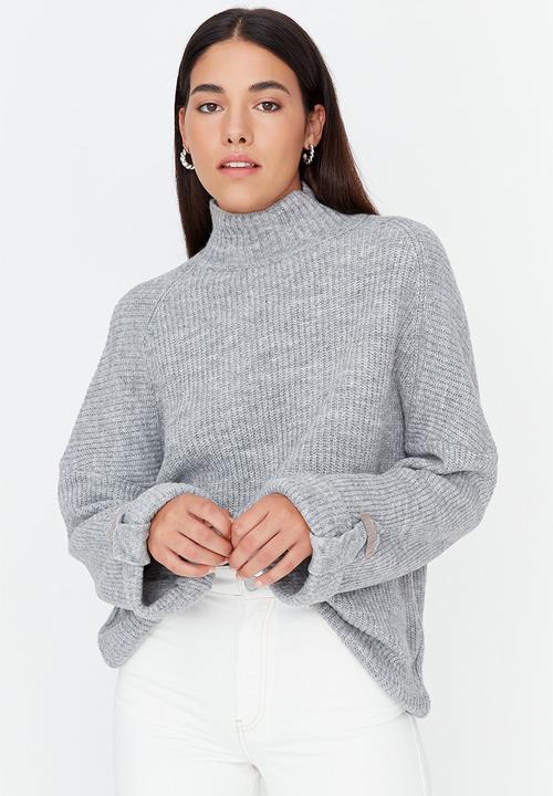 Trendyol - Sleeve detail turtleneck sweater - grey