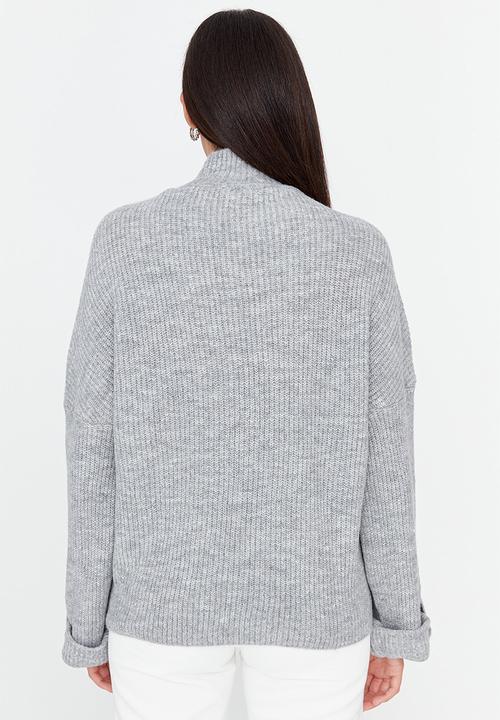 Trendyol - Sleeve detail turtleneck sweater - grey