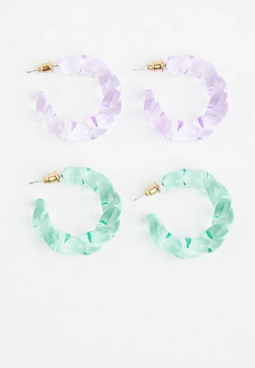 Superbalist - Blanka hoop earring pack - blue & purple