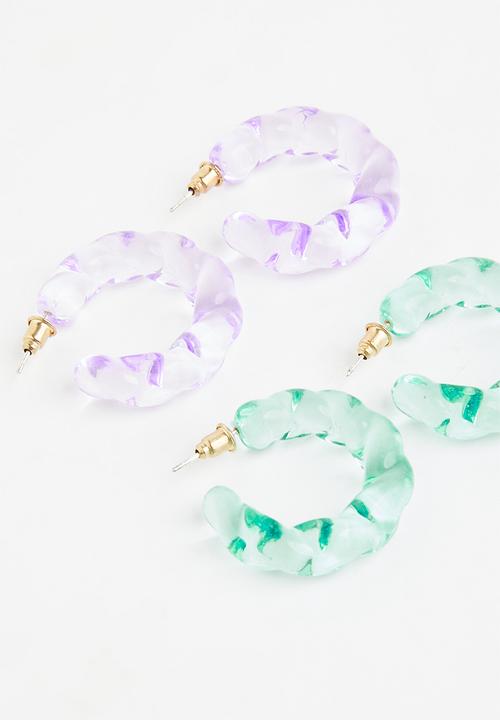 Superbalist - Blanka hoop earring pack - blue & purple