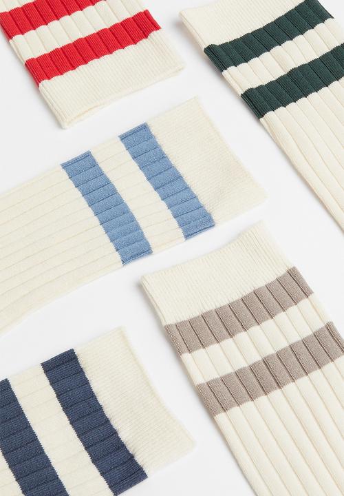 H&M - 5 Pack socks - cream/striped 