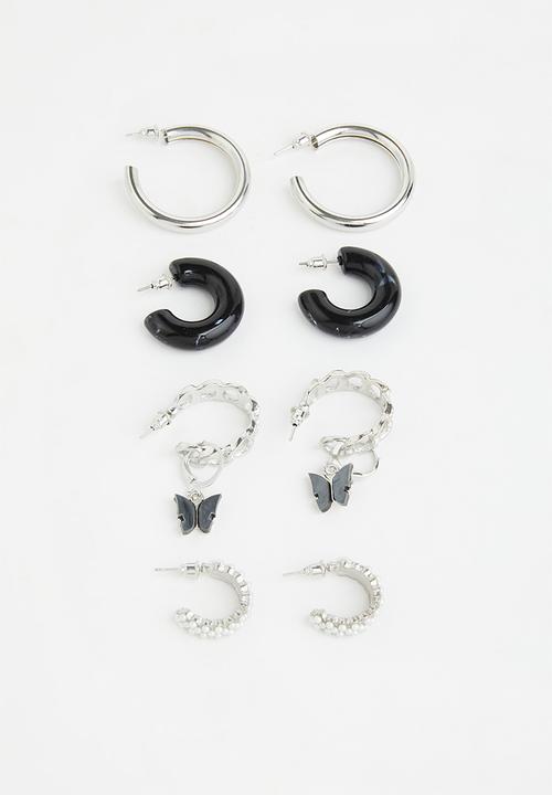 Superbalist - Phillipa earring pack - silver & black