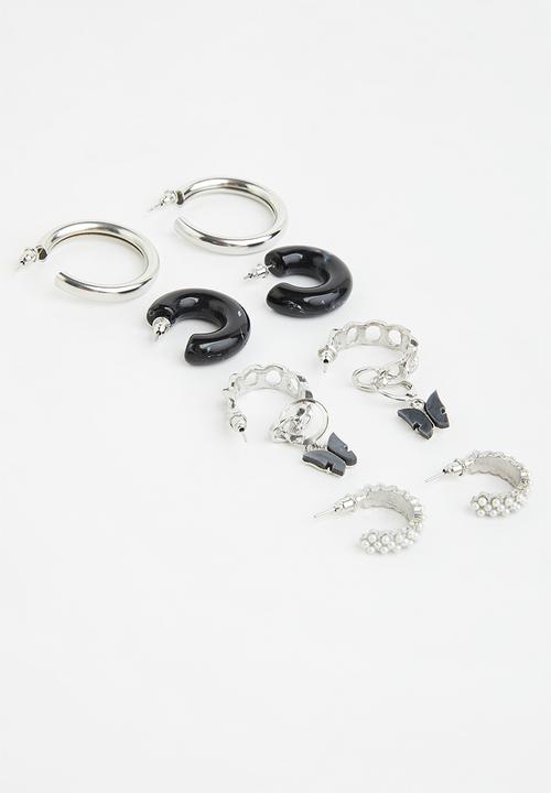 Superbalist - Phillipa earring pack - silver & black