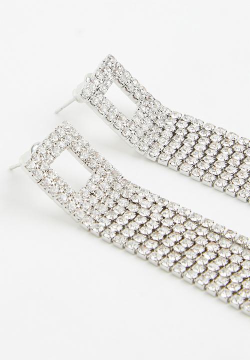 Superbalist - Statement diamante earrings - silver