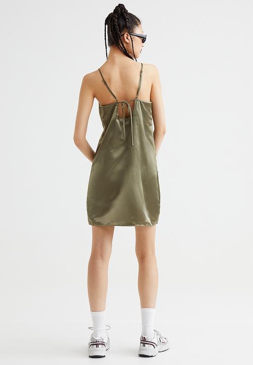 H&M - Satin slip dress - khaki green