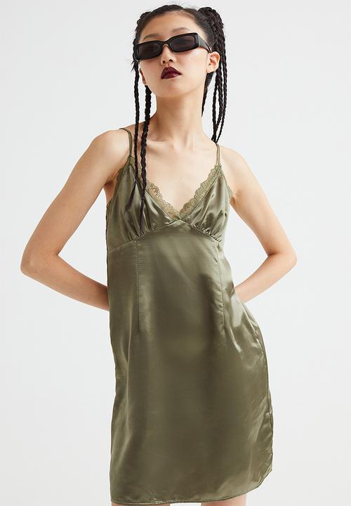 H&M - Satin slip dress - khaki green
