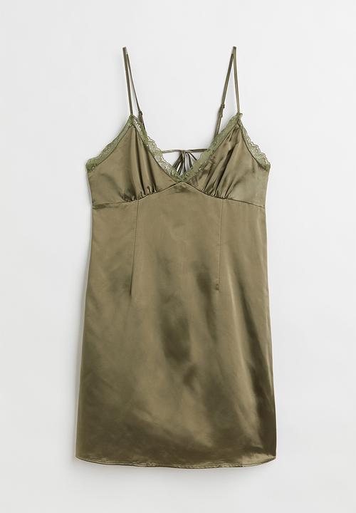 H&M - Satin slip dress - khaki green