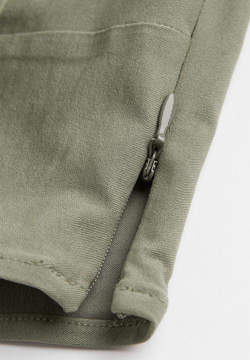 H&M - Corset-style v-neck shirt - khaki green