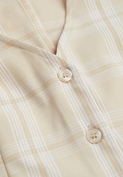 H&M - Suit waistcoat - light beige/white checked