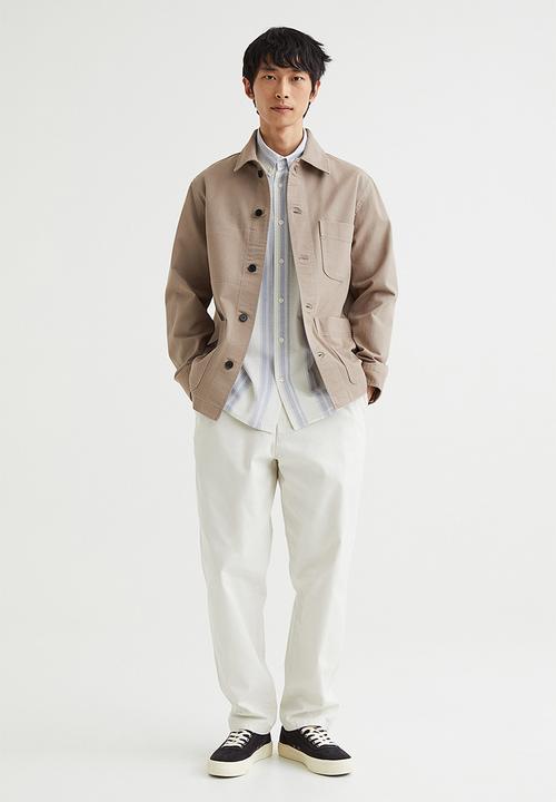 H&M - Oversized fit short sleeved oxford shirt - light blue & white 