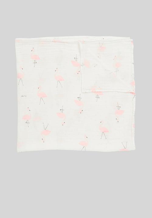 Pop Candy - Baby flamingo blanket - white & pink