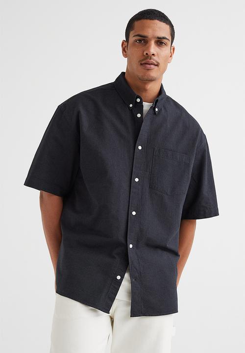 H&M - Oversized fit short sleeved oxford shirt - dark grey
