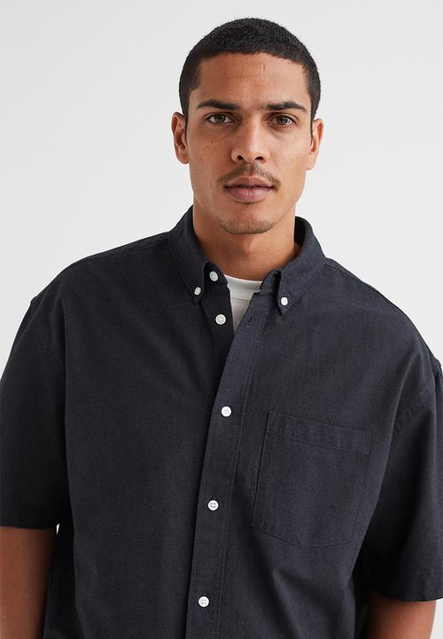 H&M - Oversized fit short sleeved oxford shirt - dark grey