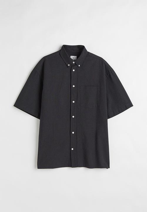 H&M - Oversized fit short sleeved oxford shirt - dark grey