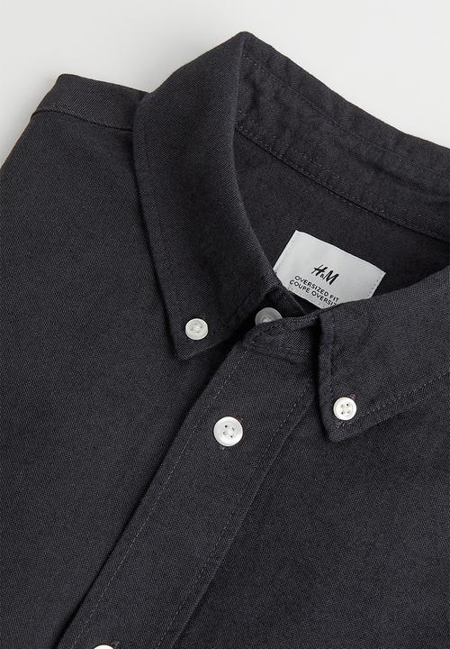 H&M - Oversized fit short sleeved oxford shirt - dark grey