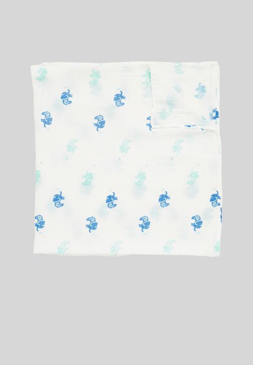 Pop Candy - Baby elephant blanket - white & blue