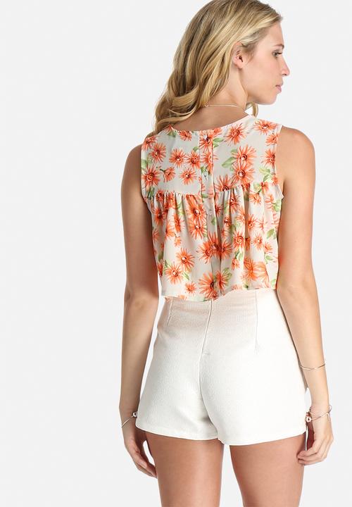 Lola May - Floral Cropped Smock Top