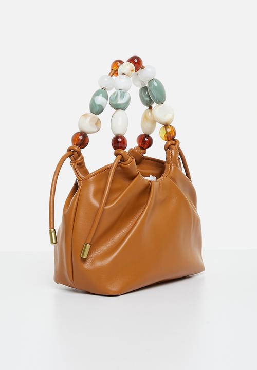 Tessa Design - Natasha faux leather bag with beads - tan