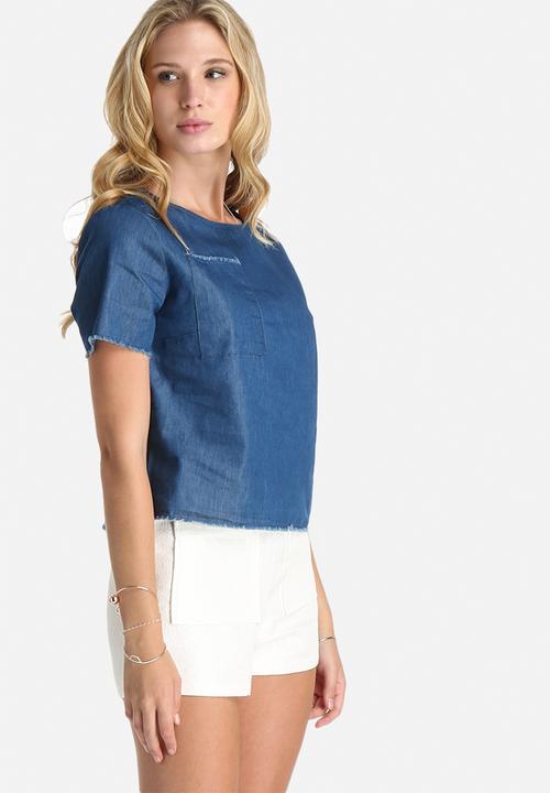 Lola May - Denim Raw Edge Top