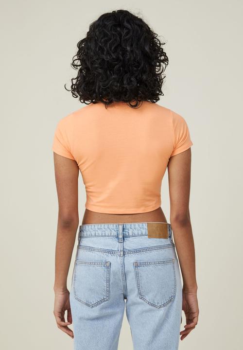 Cotton On - Micro crop tee - soft orange