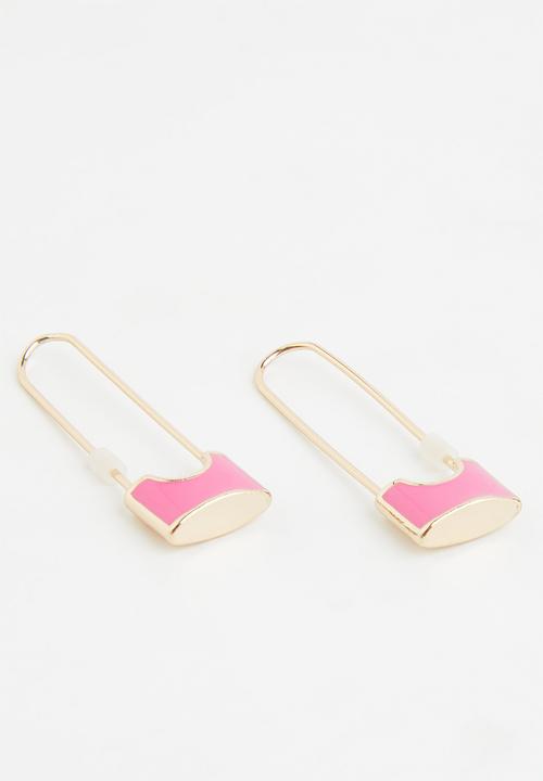 Superbalist - Safety pin earrings - gold & pink