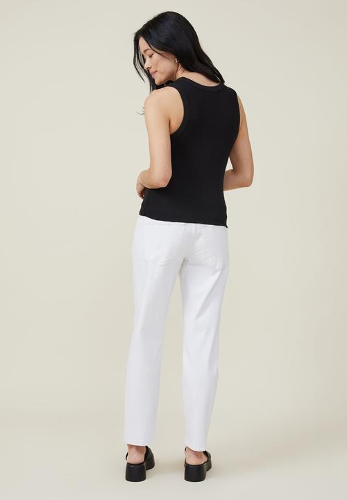 Cotton On - Maternity stretch mom jean (over belly) - whitehaven